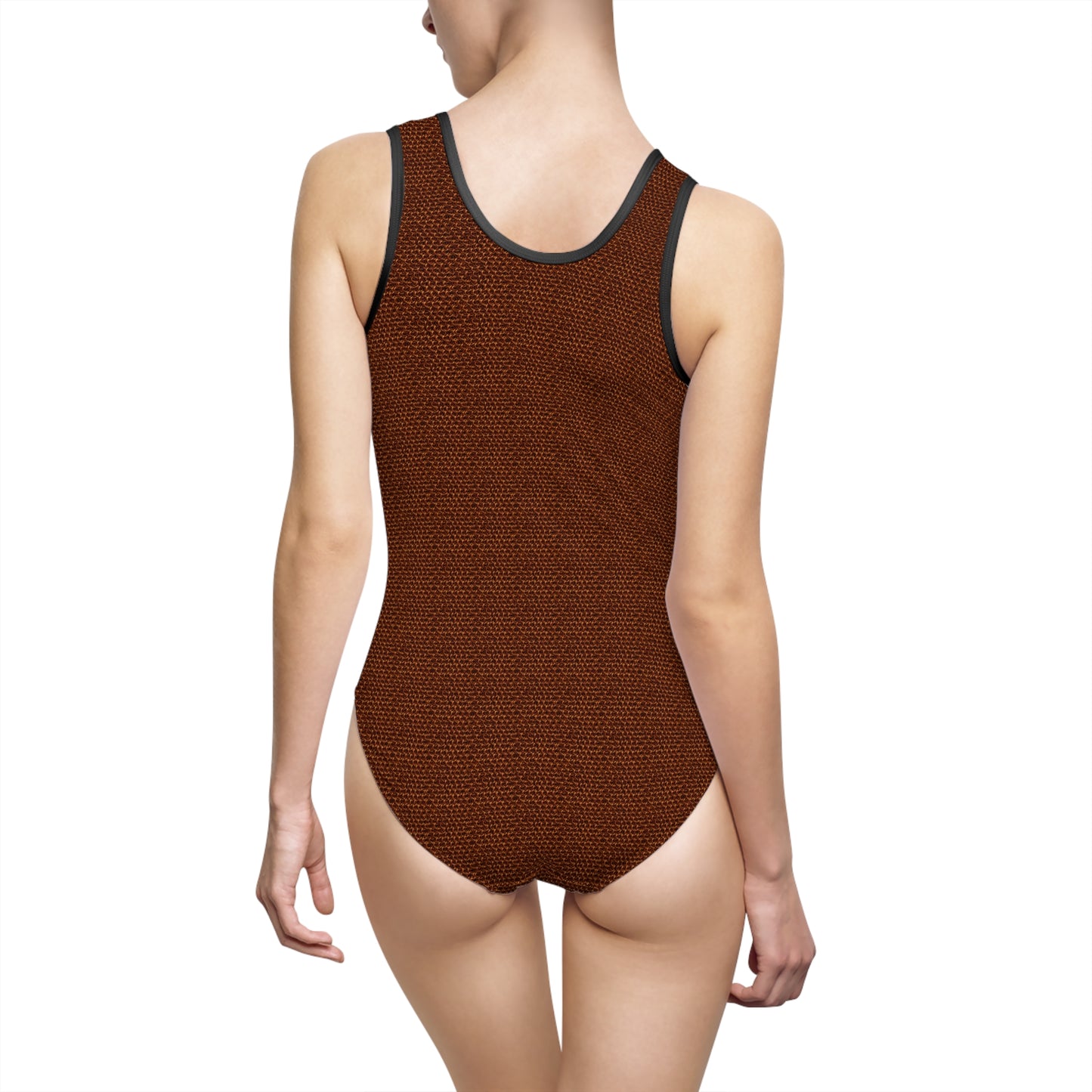 Women's Classic Flame Bronze Chainmail One-Piece Swimsuit