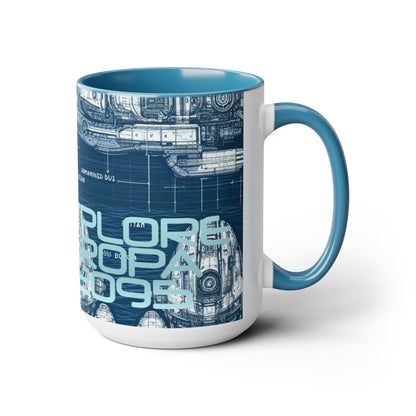 Explore Europa Two-Tone Coffee Mugs, 15oz