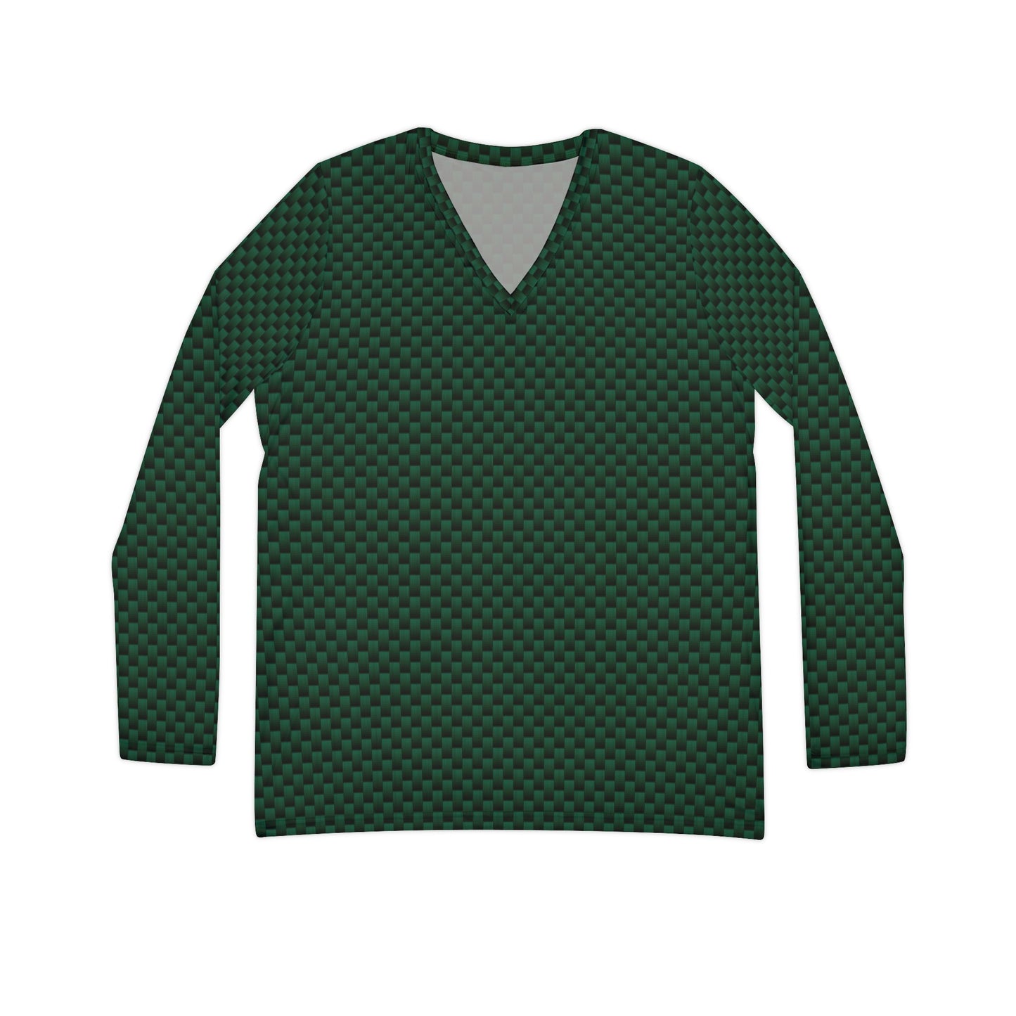 Kevlar Checkerboard Women's Long Sleeve V-neck Shirt (Green)