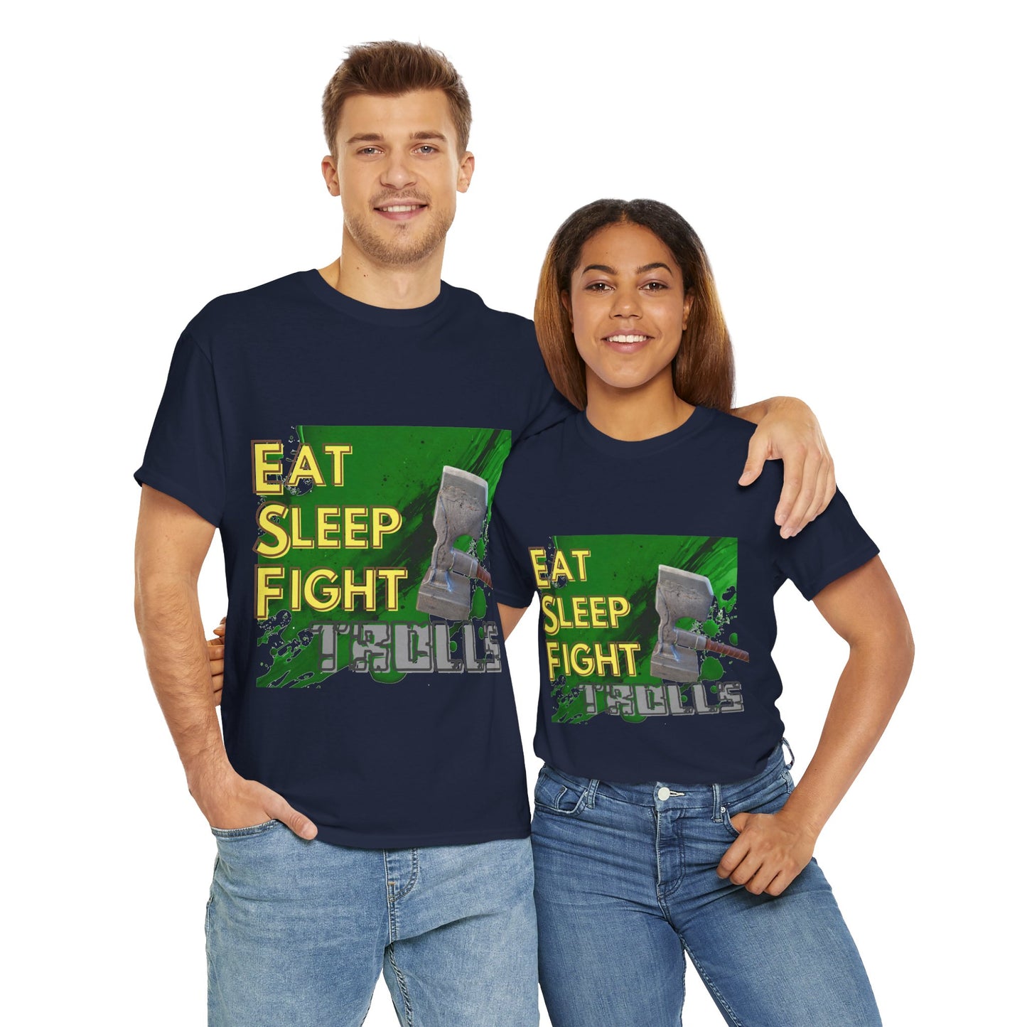 Eat Sleep Fight TROLLS Unisex Heavy Cotton Tee