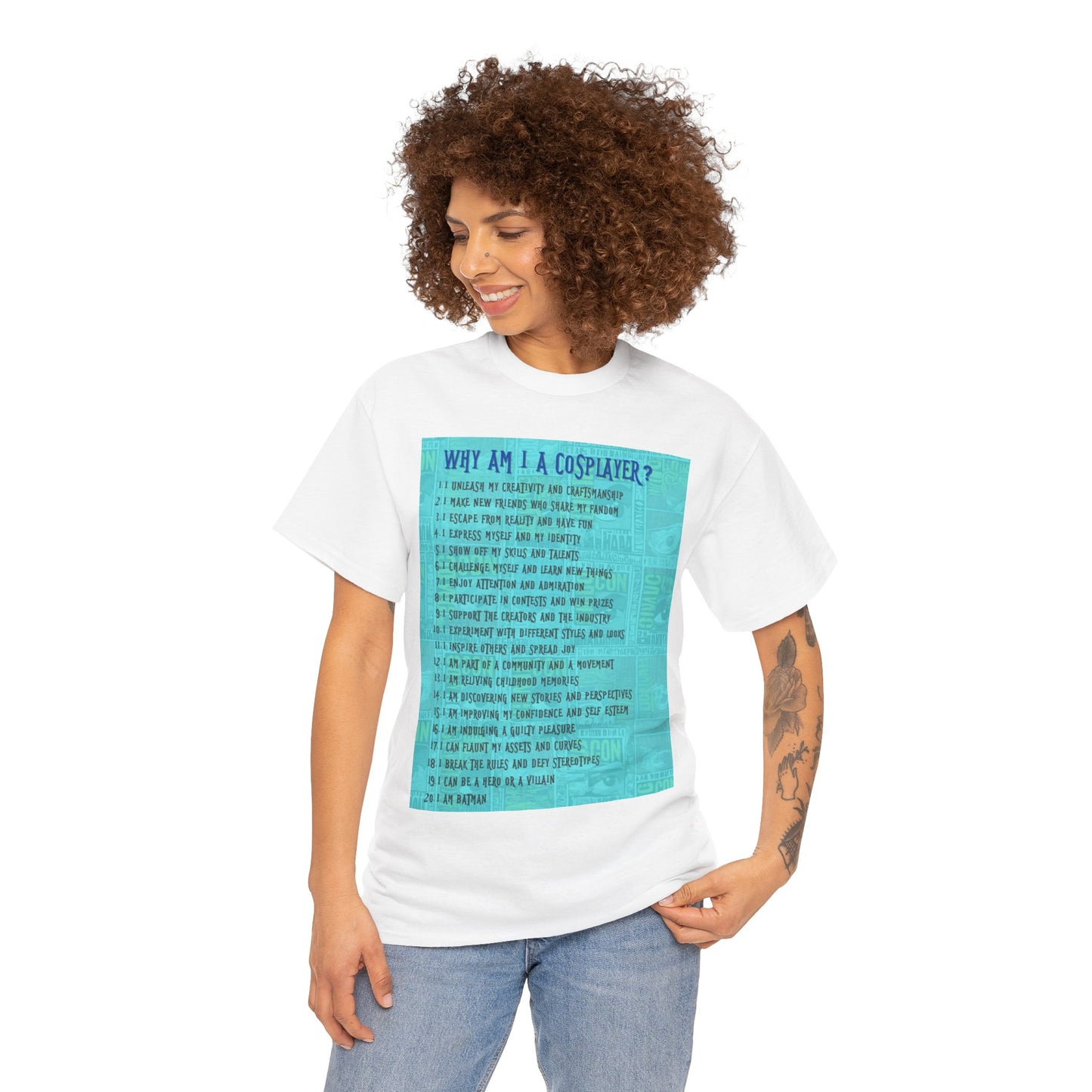 Why am I a cosplayer (blue) Unisex Heavy Cotton Tee