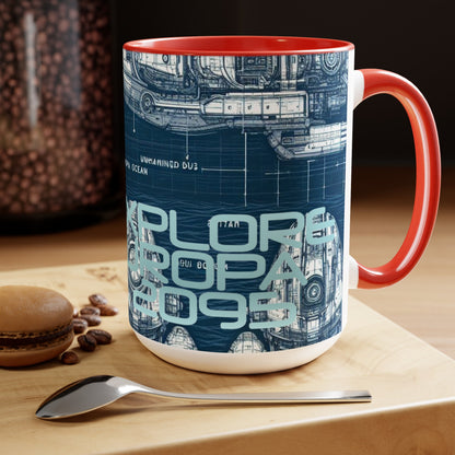 Explore Europa Two-Tone Coffee Mugs, 15oz