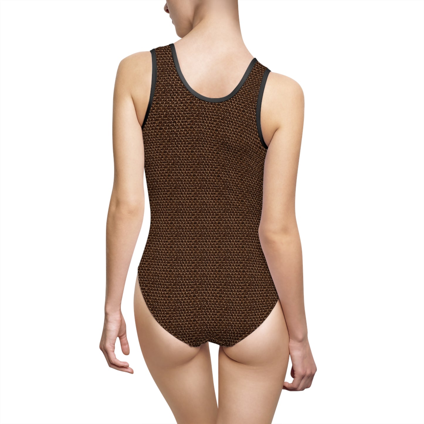 Women's Classic Bronze Chainmail One-Piece Swimsuit