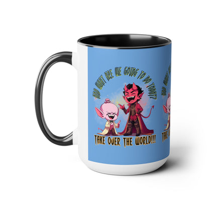 Take Over The World Two-Tone Coffee Mugs, 15oz