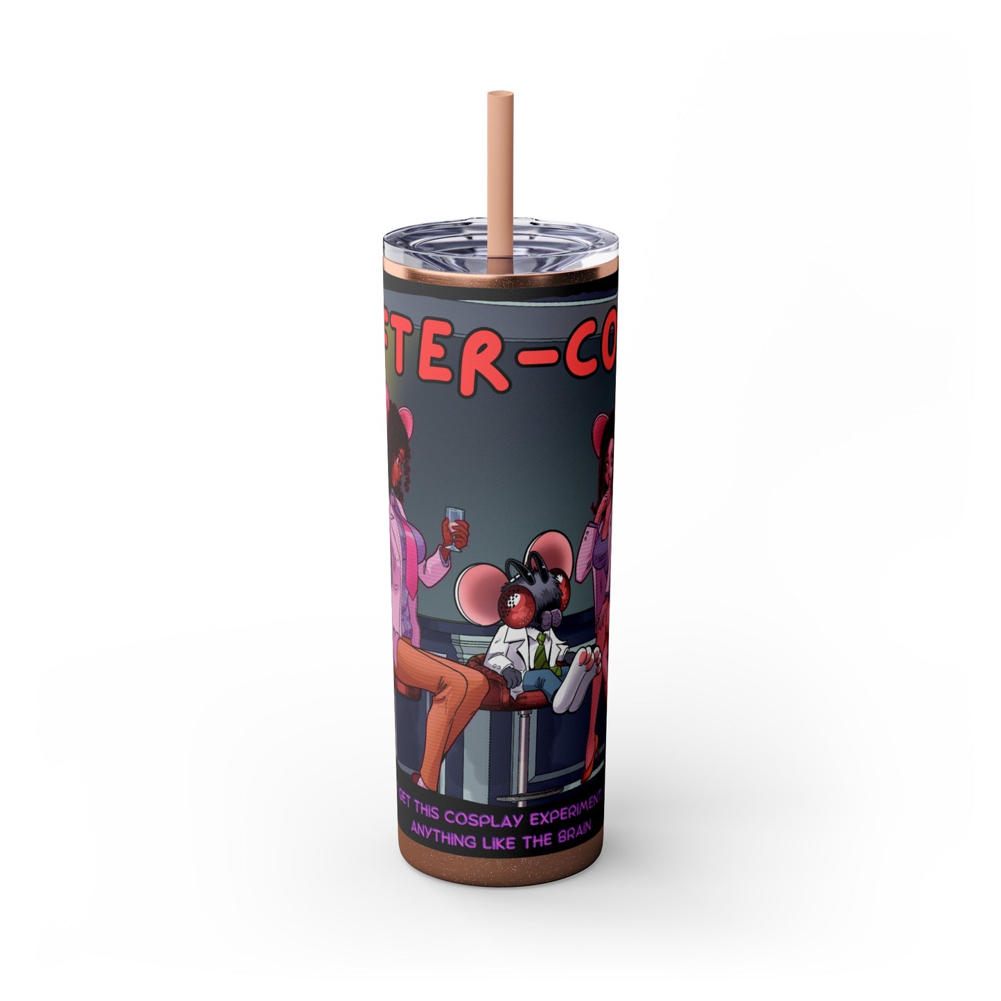 After-Con "Like the Brain" Skinny Tumbler with Straw, 20oz