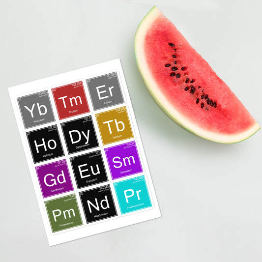 Elements 59 - 70 Sticker sheet